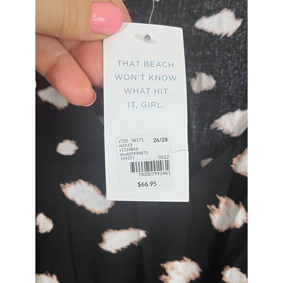 Cacique Dress 26 Black Swim Coverup Animal Print Twee Neutral Minimalist Retro - Picture 9 of 12